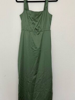 Abercrombie & Fitch Olive Green Satin Maxi Dress